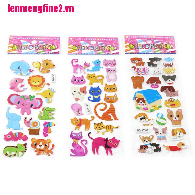 Bộ 5 tấm hình dán 3D các con vật dễ thương đáng yêu cho bé