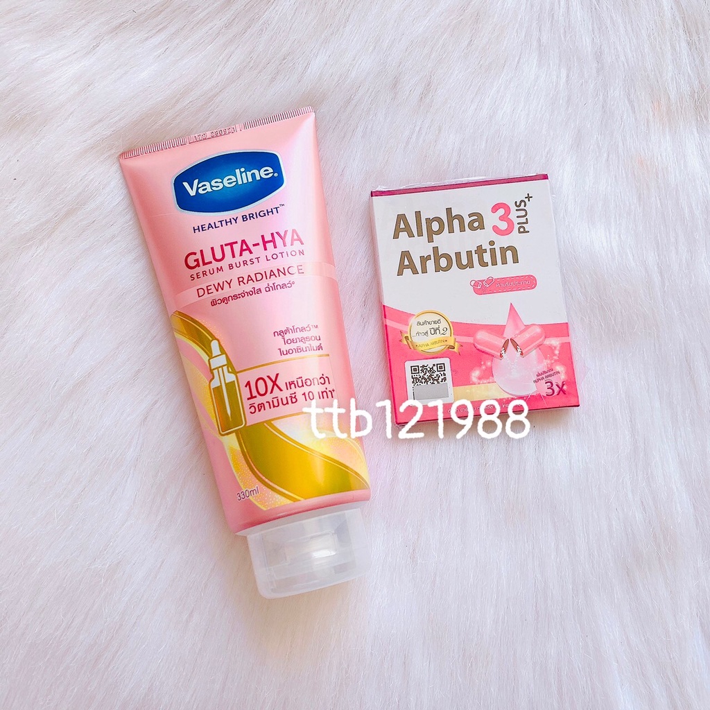 Sữa Dưỡng Thể Vaseline 10X Trắng Da, Mờ Thâm Đều Màu Da Vaseline Healthy Bright Gluta-Hya Serum Burst 330ml