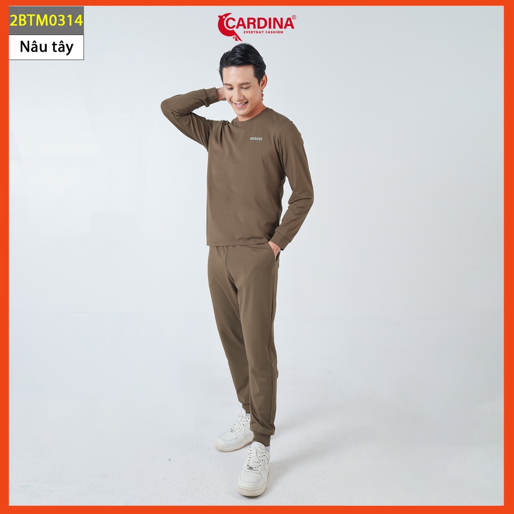 Đồ bộ nam CARDINA chất cotton cao cấp in chữ áo dài quần dài bo gấu kiểu dáng thể thao 2BTM03