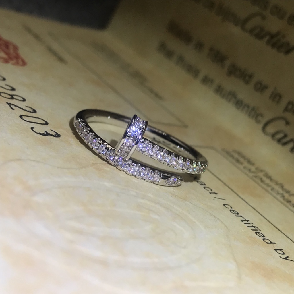 Nhẫn Đính Kim Cương Nhân Tạo Thiết Kế Mới Đơn Giản Thời Trang Dành Cho Cặp Đôi