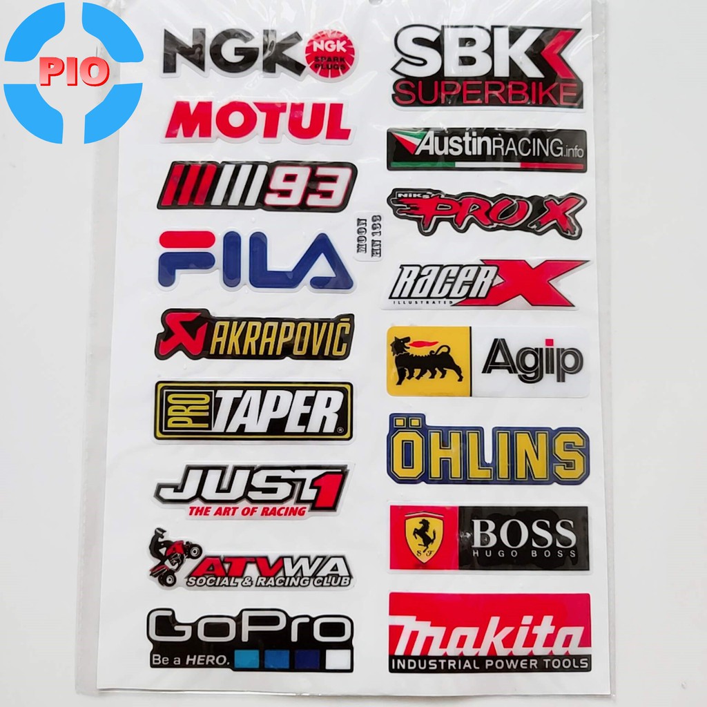 Bộ Tem NGK Motul Dập Nổi Cao Cấp Dán Xe Máy, Ô Tô, Mũ Bảo Hiểm, Chống Thấm Nước, Chống Bay Màu