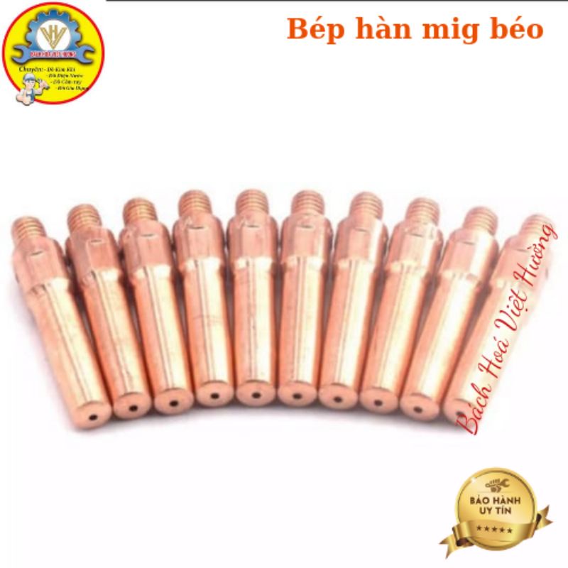 Bép hàn mig (bép béo), bép đồng đỏ đủ kích thước 0.8mm, 0.9, 1.0, 1.2 loại dày tốt - phụ kiện tốt cho máy hàn (vỉ 10cái)