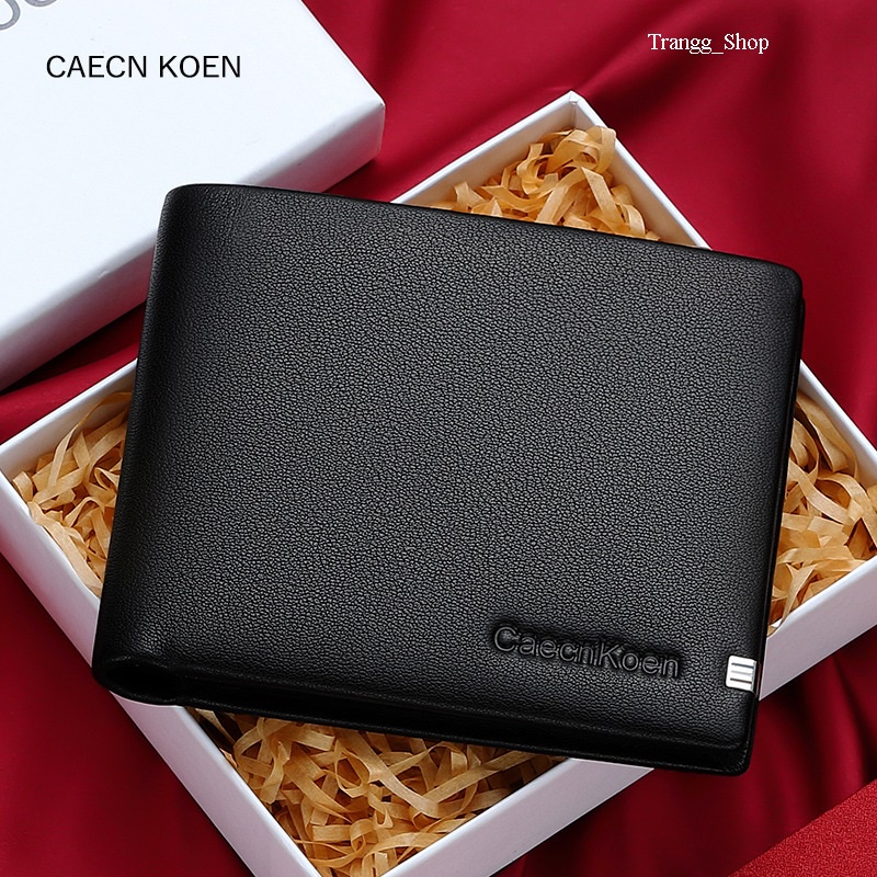 Ví Nam Dáng Ngắn Da Bò CaecnKoen Full Hộp Đựng Cao Cấp