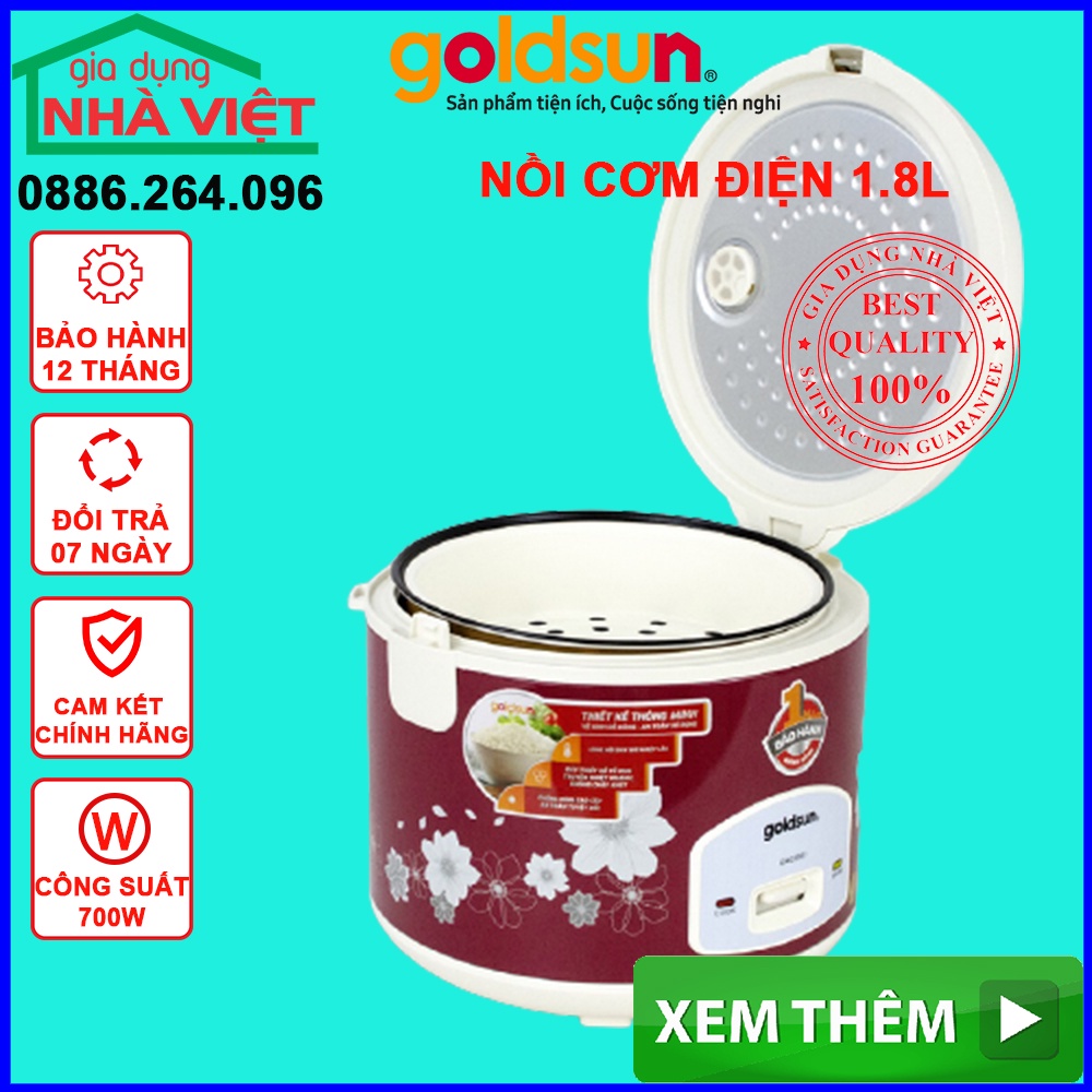 Nồi Cơm Điện Goldsun GRC5000 1.8 lít, Nồi điện công suất 700W bảo hành 12 tháng,đổi mới miễn phí trong 07 ngày 10101548