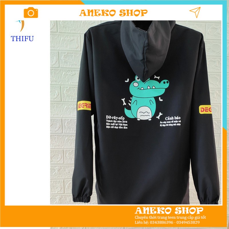 Áo Khoác Dù THIFU FASHION 2 Lớp In Con Cá Sấu Đờ-Rây-Sốp Chống Nắng Tránh Mưa Cho Nam Và Nữ