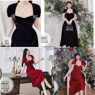60-90kg bigsize đầm nhung đính nơ d671