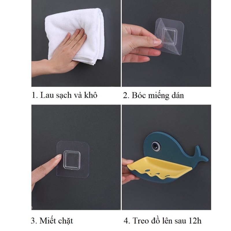 Khay Đựng Xà Phòng Dán Tường Cá Voi Có Lỗ Thoát Nước