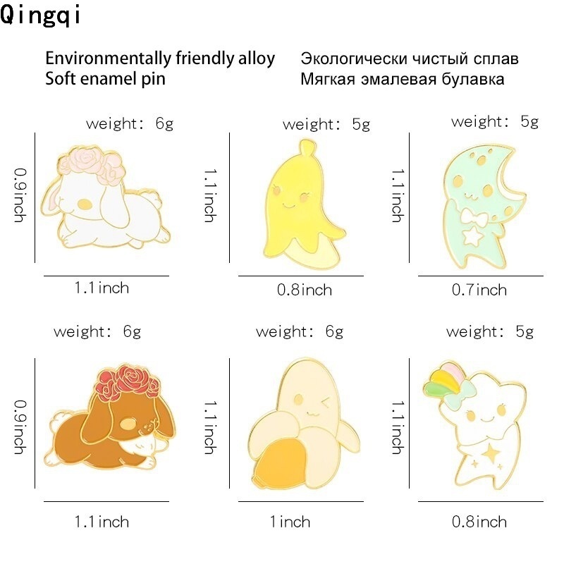 Ghim cài áo Miss Zoe hình trái chuối / mặt trăng / ngôi sao / cún hoạt hình dễ thương