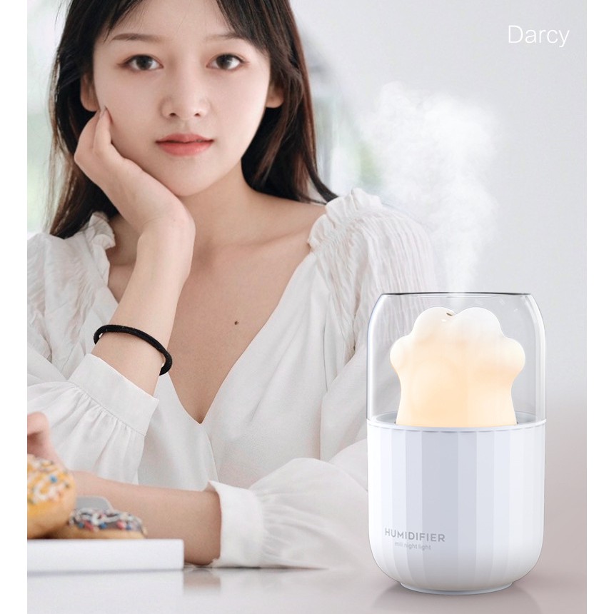 Máy phun sương mini Humidifier M206, dung tích 300ml, nhỏ gọn, đáng yêu, hình móng vuốt mèo