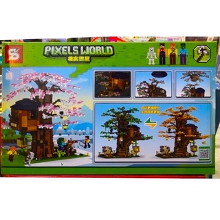 Lắp ráp mô hình minecraft - SY 5606 ( Xếp Hình Minecraft Ngôi Nhà Trên Cây 1285 Mảnh )