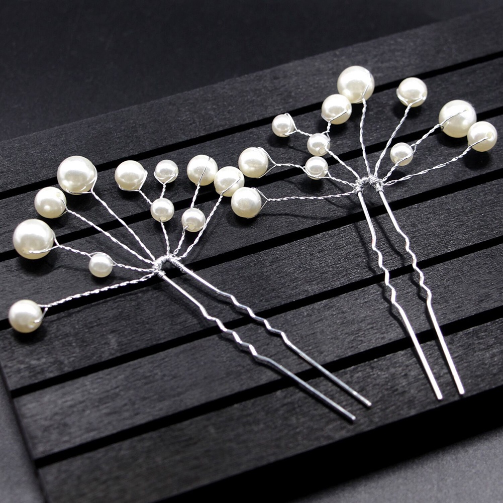 Set 2 Trâm Cài Tóc Hợp Kim Đính Ngọc Trai Nhân Tạo Thời Trang Cho Phụ Nữ