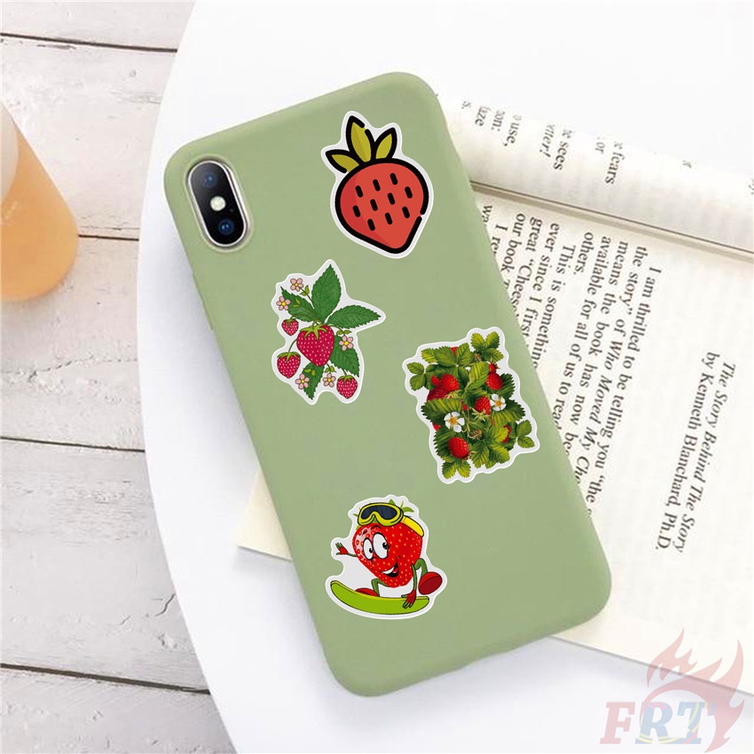 Bộ 100 Miếng Dán Họa Tiết Trái Dâu Thời Trang Chống Thấm Nước Trang Trí Vali Laptop Ván Trượt