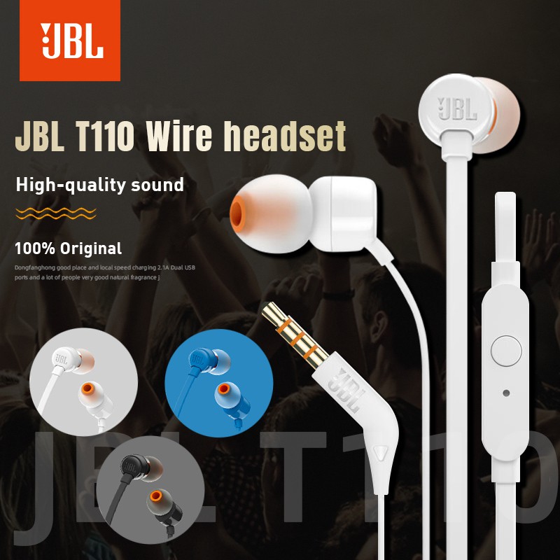 Tai nghe nhét tai JBL T110 chính hãng có dây và mic tiện lợi chất lượng cao