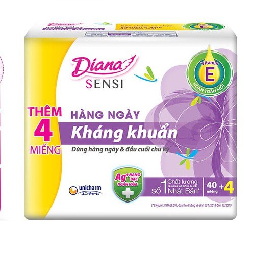 Băng vệ sinh Diana Sensi hàng ngày kháng khuẩn 40 miếng/gói