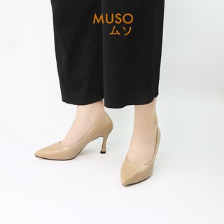 Giày Cao Gót MUSO 7cm Mũi Nhọn Kiểu Dáng Basic Da Lì Mềm
