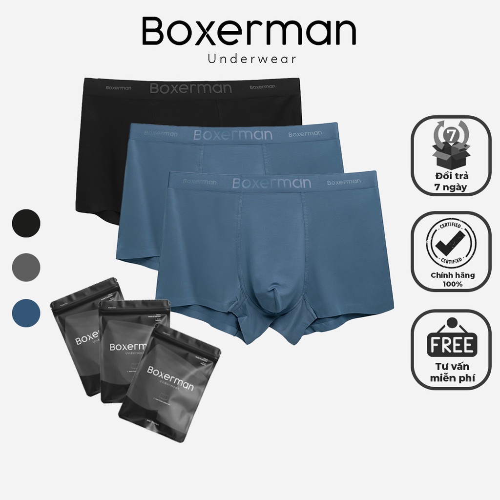 Combo 3 quần boxer nam NATURAL BREATH trunk modal vải sợi gỗ sồi kháng khuẩn BOXERMAN