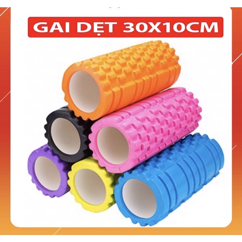 Con lăn Yoga Massage Foarm Roller, ống trụ lăn xốp thể thao giãn cơ có gai roam rollet cao cấp TOPBODY