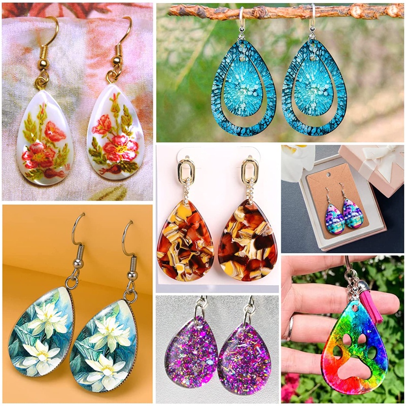 Set 113 Khuôn Nhựa Làm Bông Tai Hình Giọt Nước Gắn Sau Lưng