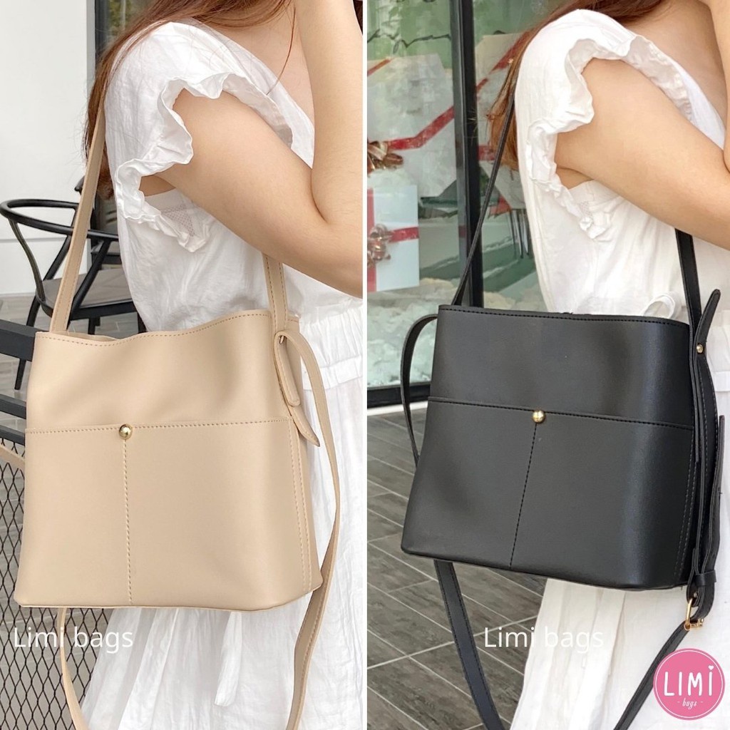 ♚Túi Xách Nữ Đeo Chéo khuy cài form cổ điển Big Size Tote Da Pu Cao Cấp Mềm Mại Có Thể Tay NAMI Limi bags