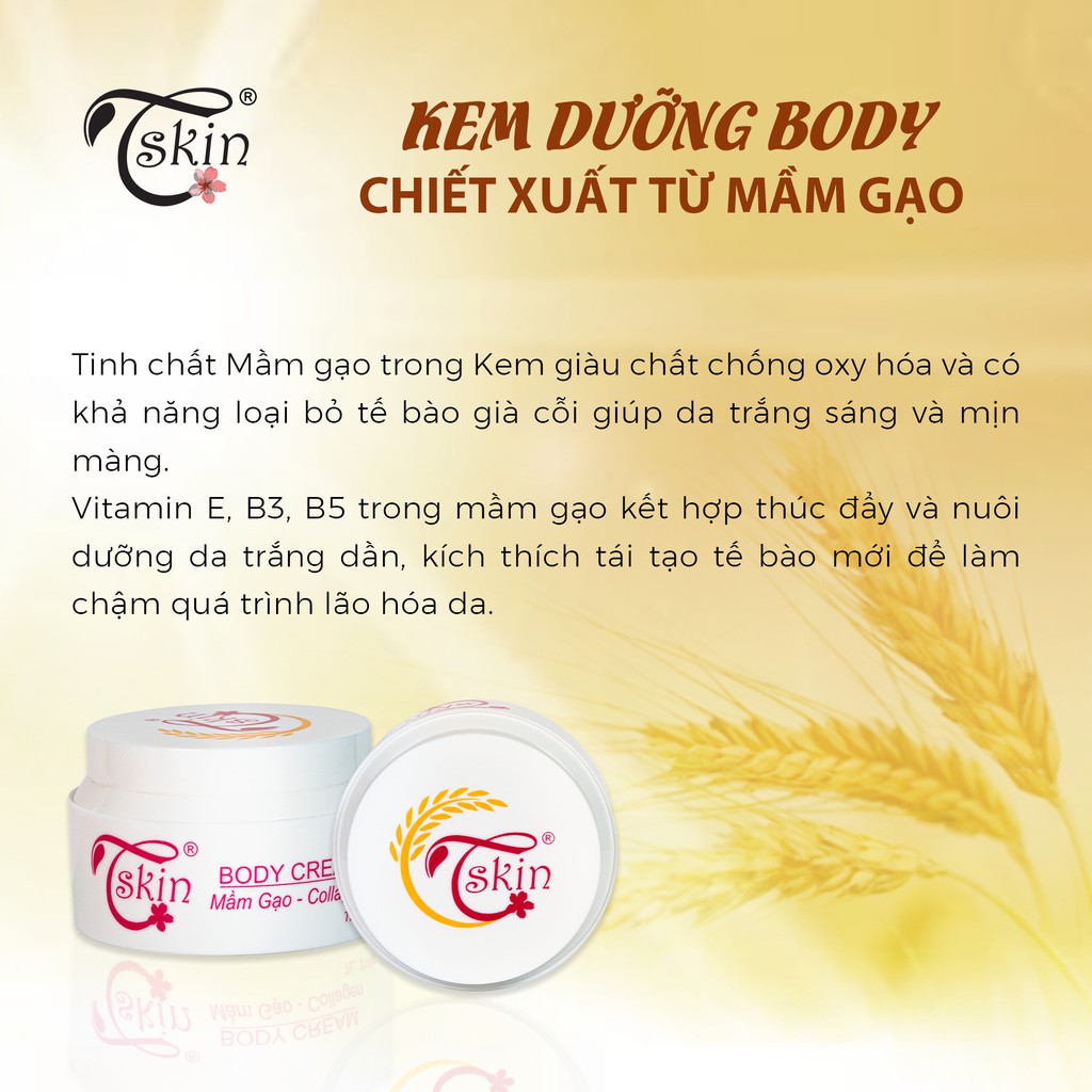 {CHÍNH HÃNG 100%} KEM BODY TRẮNG DA CÓ CHỐNG NẮNG,TẶNG MẶT NẠ CẤP ẨM- BODY MẦM GẠO COLLAGEN TSKIN, {AN TOÀN - HIỆU QUẢ} | BigBuy360 - bigbuy360.vn