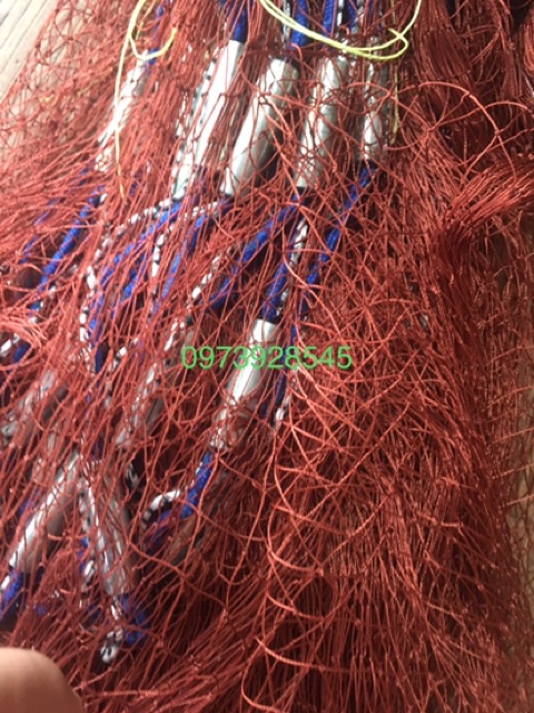 Chài dù đỏ chân chì đúc mắt 3,5cm- chài đánh cá