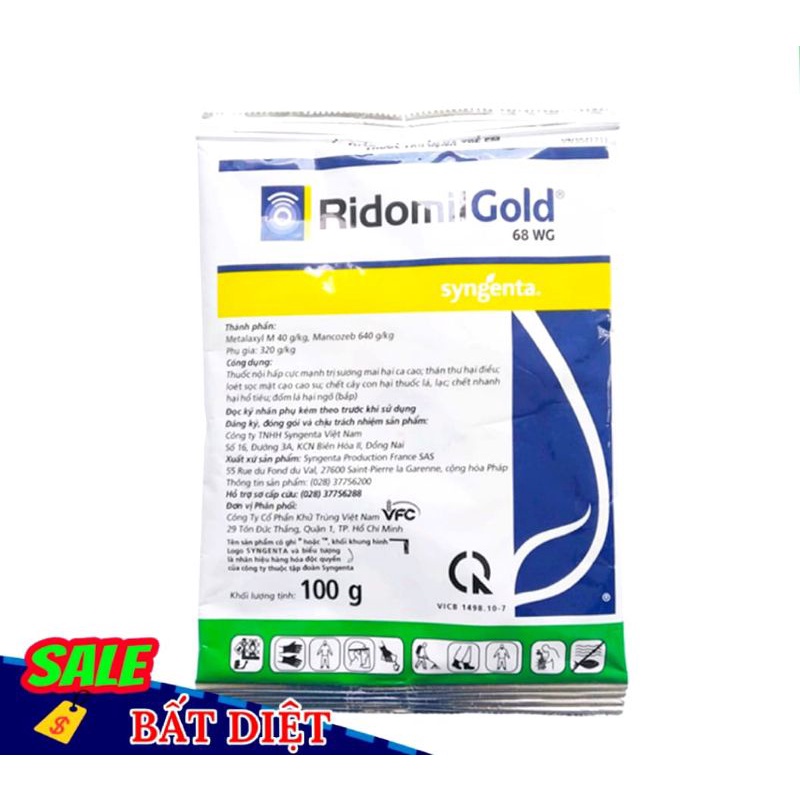 Thuốc Ridomil GOLD 68 WG 100g  Loại Bỏ Bệnh Ở Cây Và Rau
