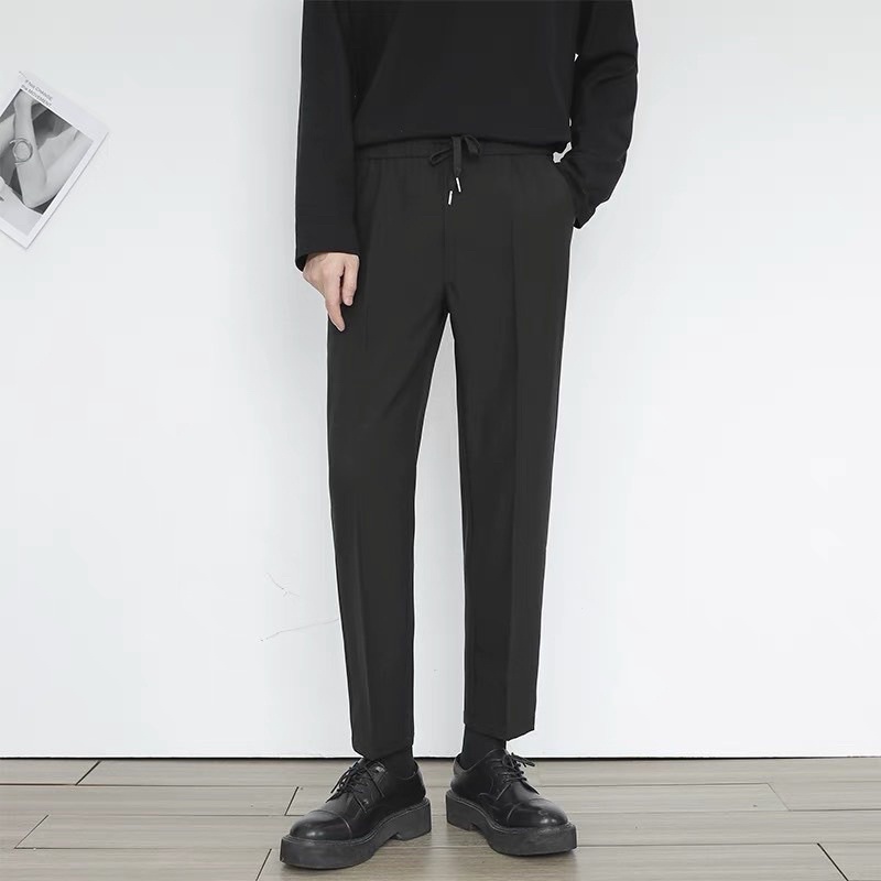 Quần tây âu đen lưng thun ống suông