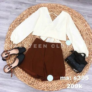 Áo kiểu cột nơ sau tay dài
