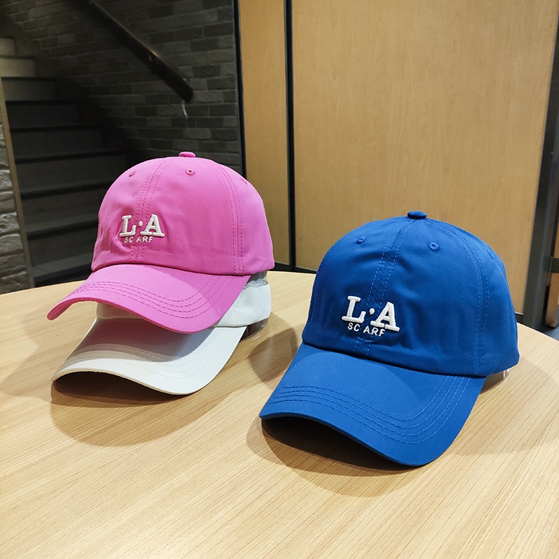 Mũ lưỡi trai mềm thêu chữ ba chiều màu xanh dương phong cách Hàn Quốc cho nữ