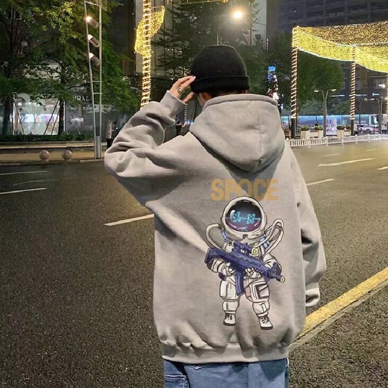 Áo hoodie Thể Thao Dáng Rộng In Hình Phi Hành Gia Thời Trang Thoải Mái Phong Cách Hàn Quốc Cỡ M-5XL Cho Nam