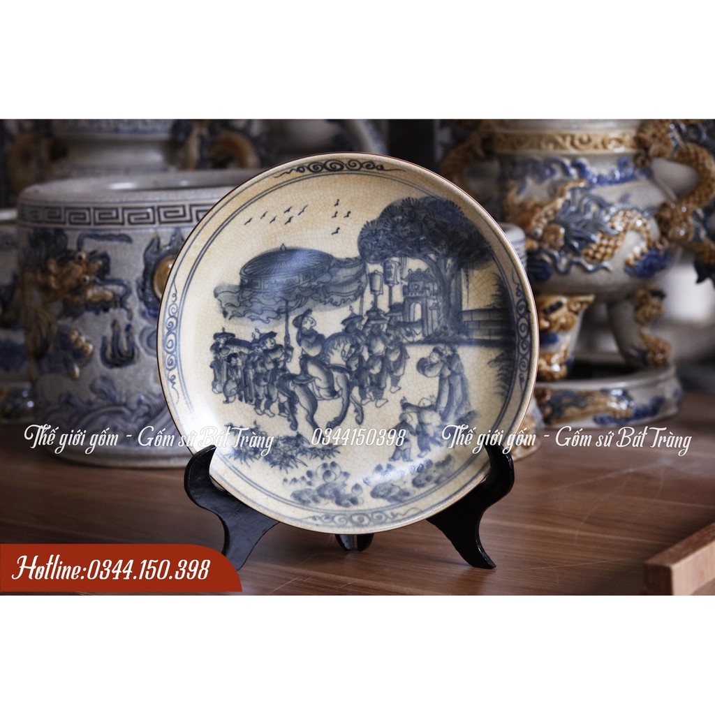 💥Quà Tết💥 Đĩa Cảnh Men Rạn Bát Tràng cao cấp - Đĩa Phong Thủy