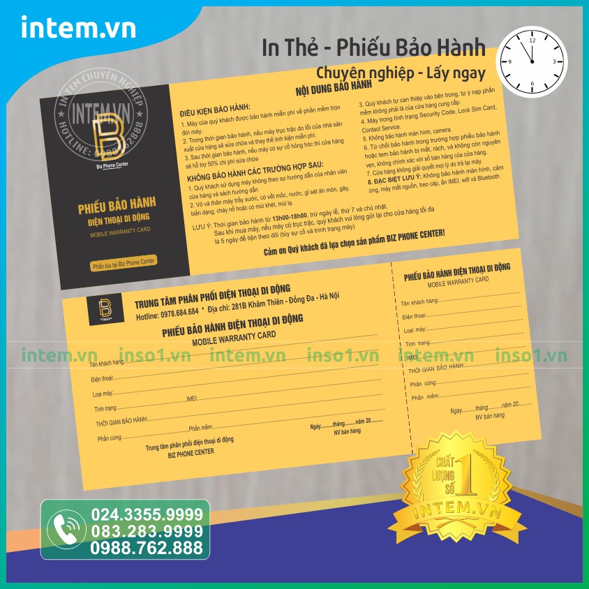IN PHIẾU BẢO HÀNH