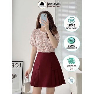Áo sơ mi nữ cổ tròn tay bồng dập ly thân họa tiết hoa nhí ZYM'S HOUSE K1584, K1585