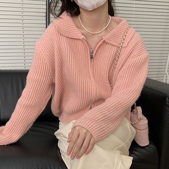 Áo Khoác Sweater Phối Khóa Kéo Thời Trang 2022 Mới Cho Nữ