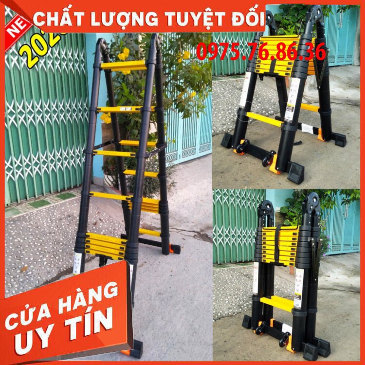 Thang nhôm rút đôi chữ A (2.5M+2.5M) - Sơn tĩnh điện