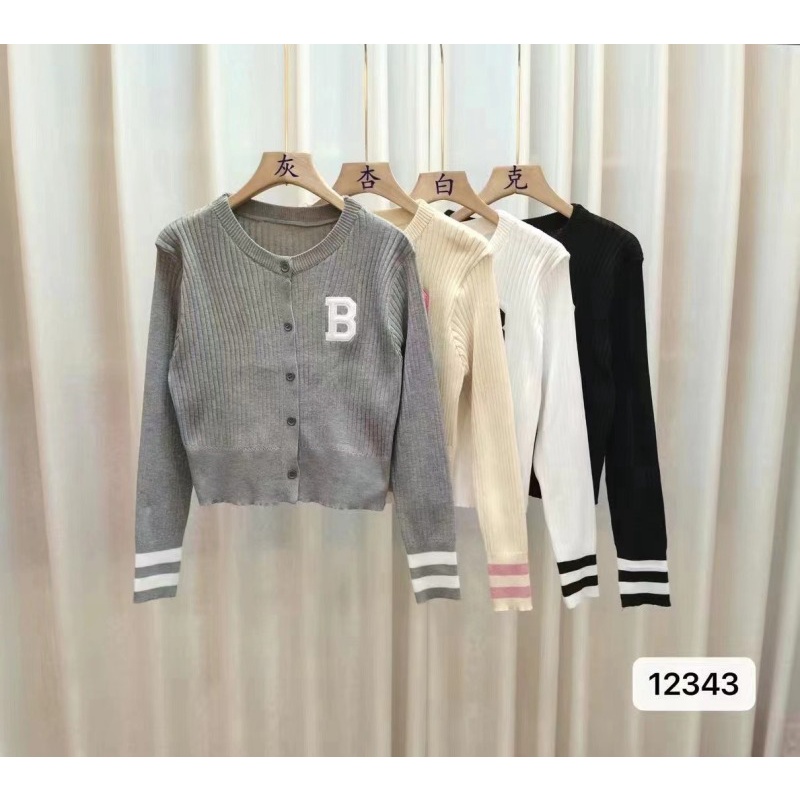 Áo khoác cardigan NZN dệt kim mỏng tay dài in họa tiết chữ cái màu sắc tương phản thời trang thu đông dành cho nữ