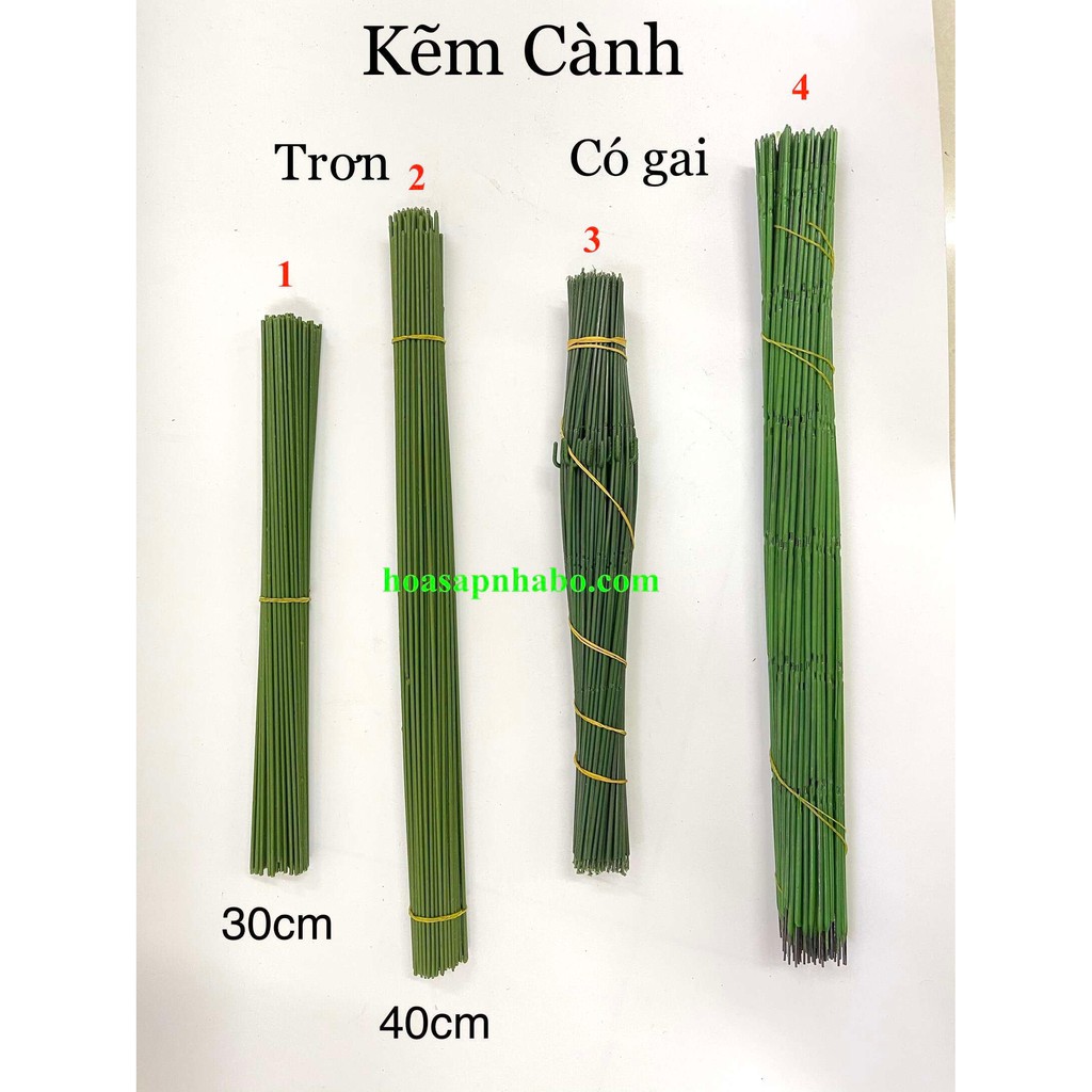 20 50 100 1kg kẽm cành trơn gai bọc nhựa 30 40cm rẻ bền cứng dẻo cắm hoa làm hoa handmade - Hoa Sáp Nhà Bơ