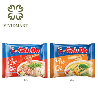  PHỞ GẤU ĐỎ 02 VỊ: BÒ VÀ GÀ - GÓI 62G - GẤU ĐỎ