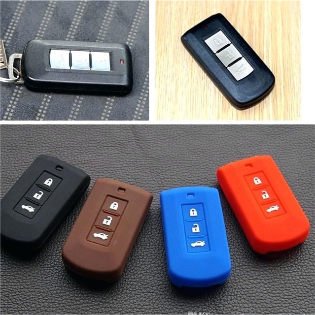 Bao silicone bảo vệ chìa khoá thông minh  smart key  Mitsubishi pejaro  outlander lancer  3 nút