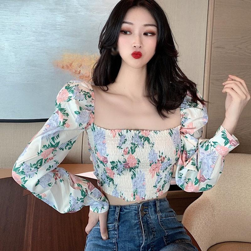 Áo Kiểu Tay Ngắn Phong Cách Hàn Quốc Quyến Rũ Cho Nữ