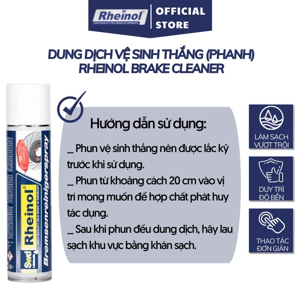Dung dịch vệ sinh thắng (phanh) nhập khẩu Đức - Rheinol Brake Cleaner