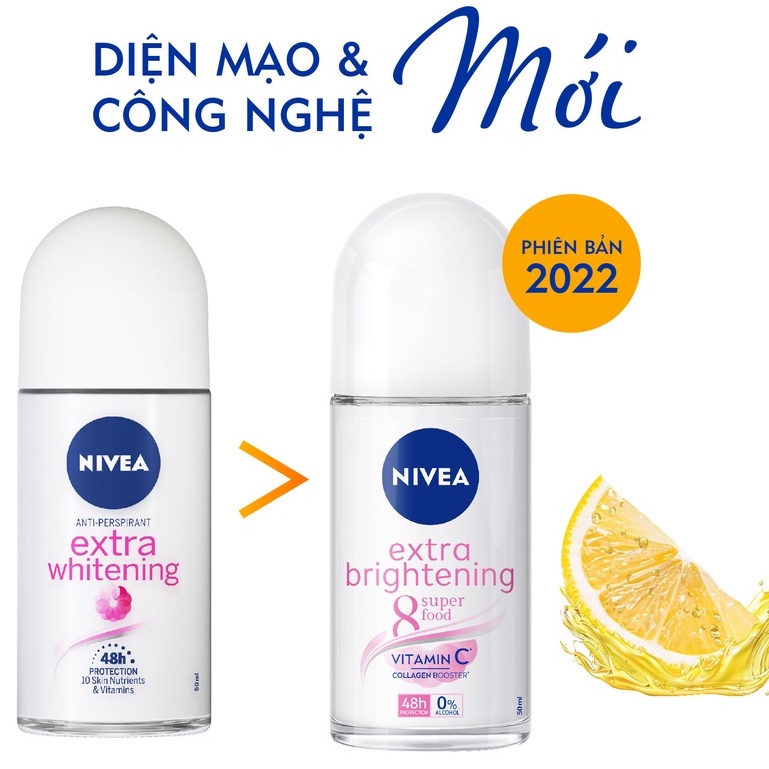(50ml / 25ml) Lăn ngăn mùi NIVEA trắng mịn mờ vết thâm