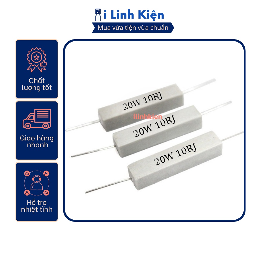 Điện trở sứ 20W 10R 5% chất lượng tốt