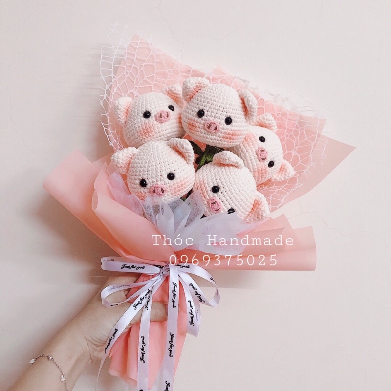 Hoa len bé heo handmade xinh xắn làm quà tặng/trang trí(Hàng có sẵn)