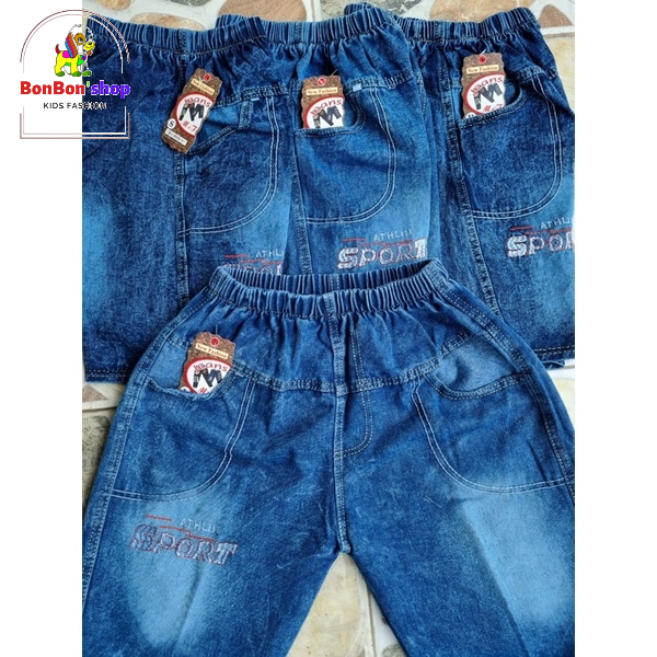 quần short jean lưng chun cho bé trai fom rộng