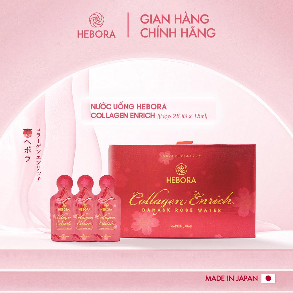 [Hebora Chính Hãng] Nước uống Hebora Collagen Enrich Damask Rose Water 500ml Dạng 28 túi