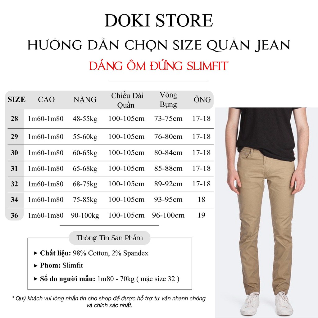 Quần KAKI Nam Cao Câp Màu kem KA-03 Mẫu trơn, Dáng đứng, ôm nhẹ, Chất vải co giãn - DOKI