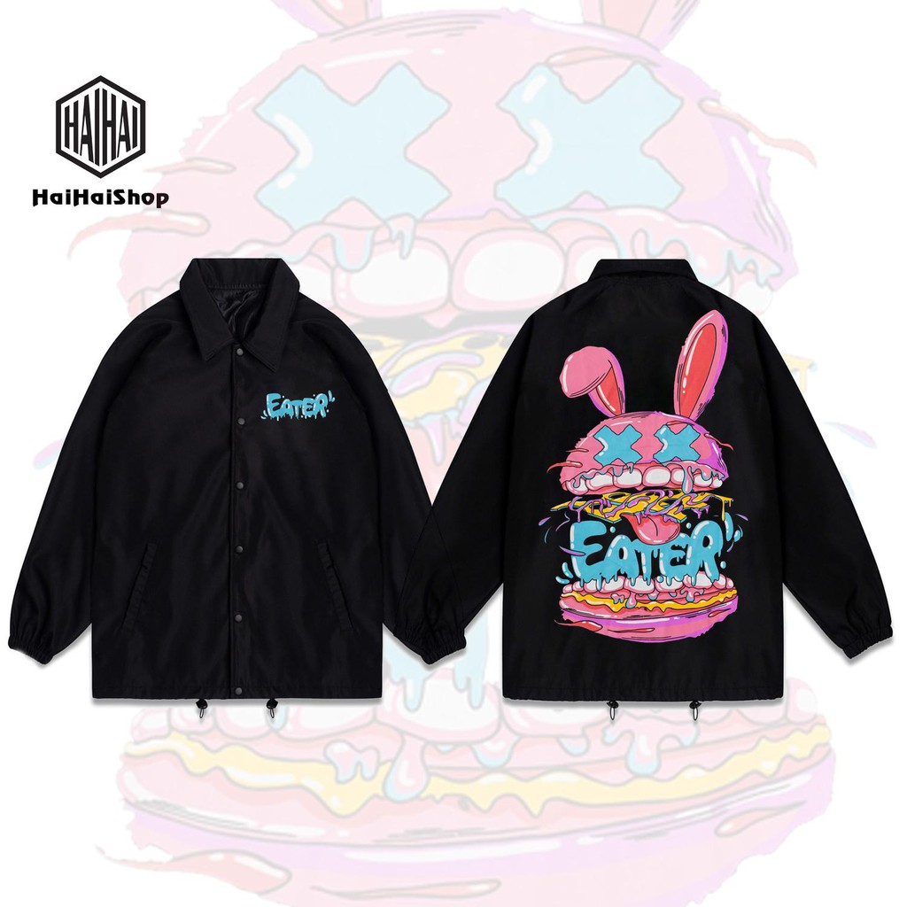 Áo Khoác Cổ Bẻ Eater in KTS Form Rộng Dù 2 Lớp Phong Cách LocalBrand