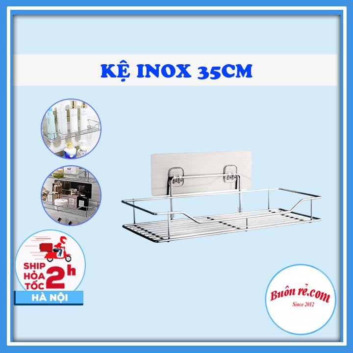 Kệ nhà tắm chữ nhật inox size 35cm dán tường TẶNG 1 MIẾNG DÁN ĐÔI- Giá inox để đồ nhà bếp chắc chắn 01586