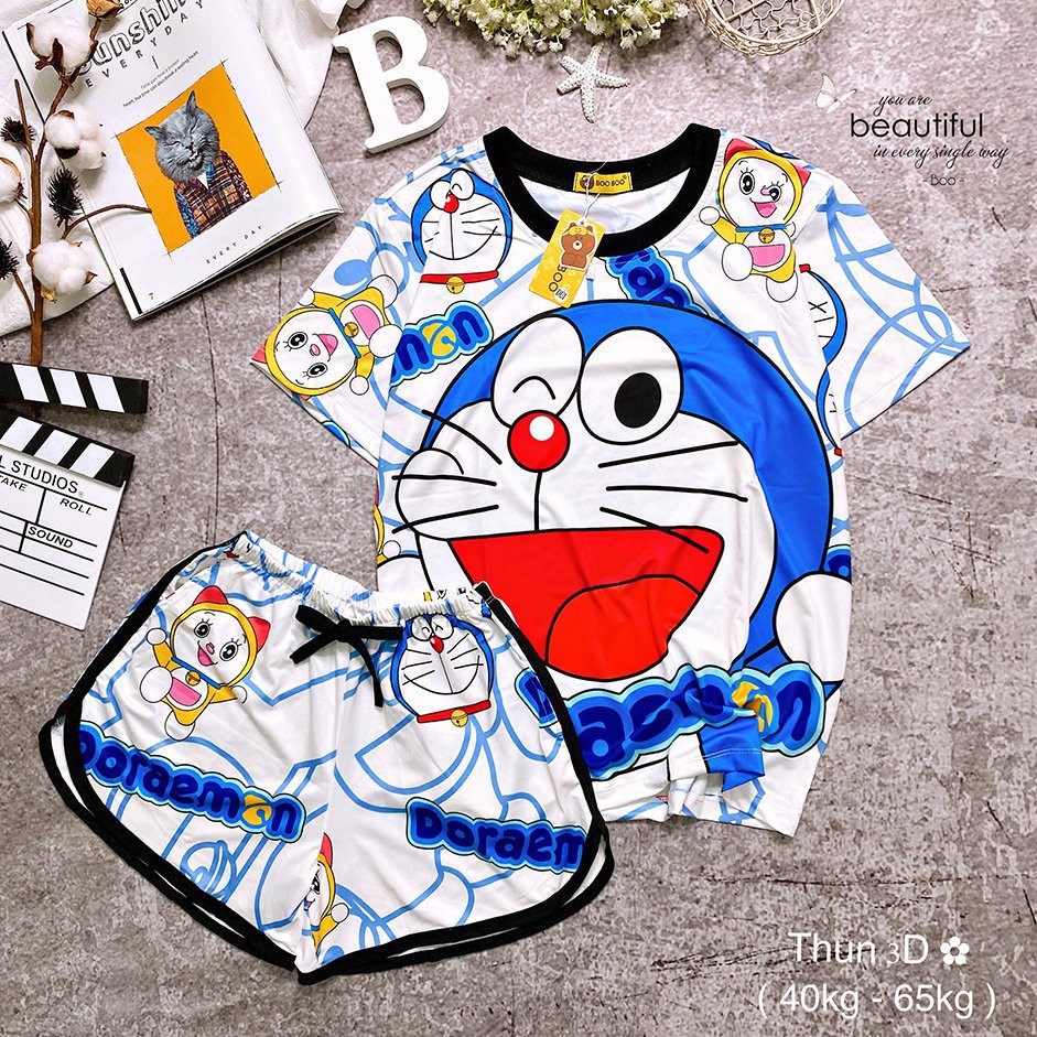 Bộ Ngủ Pijama Thun Lạnh 3D Cao Cấp Tay Ngắn Quần Đùi Họa Tiết Hoạt Hình Dễ Thương P2